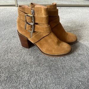 River Island Chestnut Suede Double Buckle Ankle Boots